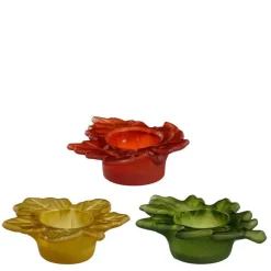 Online EDELMAN Porte bougie en verre coloré motif feuilles - 10 x 9 x 3 cm