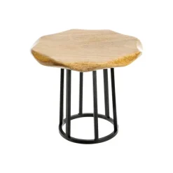 Outlet Porte-plante dentelé en bois de manguier et métal noir petit modèle - Ø 25 x H 20 cm