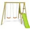 Clearance ALÉO BY TRIGANO Portique 2 balançoires 1 toboggan en bois Trigano - 2,30 m