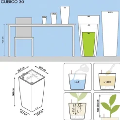 Outlet LECHUZA Pot à réserve d'eau Cubico Rouge scarlet L.30x30 x H.56 cm