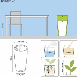Clearance LECHUZA Pot à réserve d'eau Rondo Rouge scarlet Ø.40 x H.75 cm