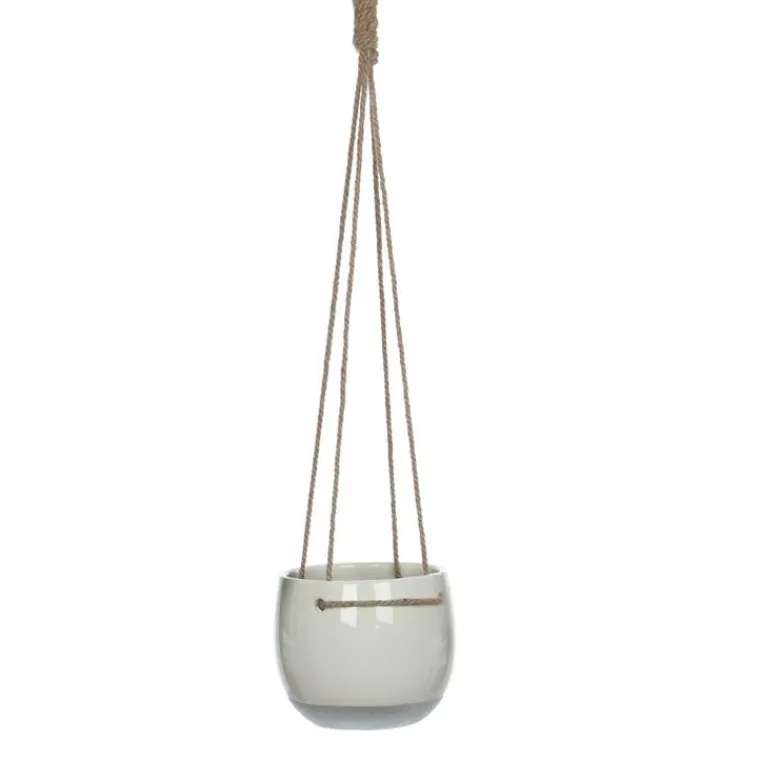 Discount EDELMAN Pot à suspendre blanc en céramique Mica Décorations Resa - H 17 x Ø 18,5 cm