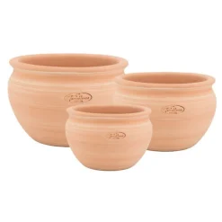 New TERRABLANCA Pot boule en terre cuite claire - Ø 28 x H 20 cm