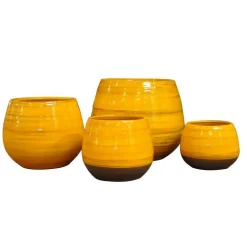 Outlet LES POTERIES D'ALBI Pot Cancale Ibiza Sunshine en terre cuite émaillée H 21 x Ø 21 cm
