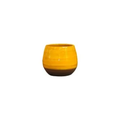 Outlet LES POTERIES D'ALBI Pot Cancale Ibiza Sunshine en terre cuite émaillée H 21 x Ø 21 cm