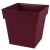 New EDA Pot carré en polypropylène rouge Bourgogne Toscane 38 L - 39 x 39 x 39 cm