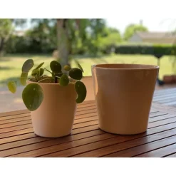 Clearance LES POTERIES D'ALBI Pot coloris beige en terre émaillée Odyssée - Ø 18 cm