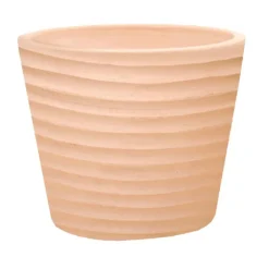 New POTERIE DU BOUSQUET Pot conique en terre cuite coloris beige Strié - Ø 28 x H 23 cm
