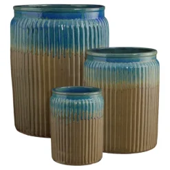 Online EDELMAN Pot cylindrique en céramique coloris bleu Lugano - Ø 39,5 x H 55 cm