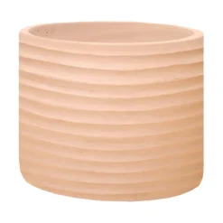 Clearance POTERIE DU BOUSQUET Pot cylindrique en terre cuite coloris beige Strié - Ø 28 x H 23 cm