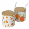 New BOLTZE Pot de confiture à motifs de fruits coloris bleu, orange, blanc - Ø 9 x H 8,5 cm