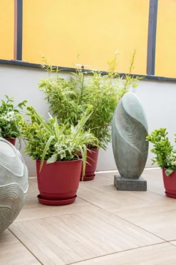 Clearance POETIC Pot en matière recyclée Joy 40 cerise - Ø 38,6 x H 31,2 cm