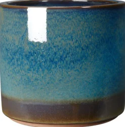 Discount DEROMA Pot en terre cuite émaillée coloris bleu Océan - Ø 38 x H 34 cm