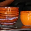 Outlet LES POTERIES D'ALBI Pot en terre cuite émaillée orange Savane Austral - Ø 16 x H 13 cm