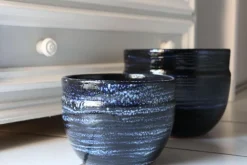 Discount LES POTERIES D'ALBI Pot en terre cuite émaillée bleu Nuit étoilée Austral - Ø20 x H16 cm