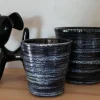 Clearance LES POTERIES D'ALBI Pot en terre cuite émaillée bleu Nuit étoilée Les Poteries d’Albi Odyssée - Ø 18 x H 18 cm
