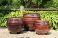 LES POTERIES D'ALBI Pot en terre émaillée marron Châtaigne Bahia - Ø 43 x H 46 cm