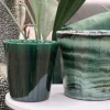 Clearance LES POTERIES D'ALBI Pot en terre émaillée vert Jade Les Poteries d’Albi Odyssée - Ø 18 x H 18 cm