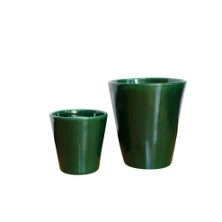 New LES POTERIES D'ALBI Pot en terre émaillée vert Jade Les Poteries d’Albi Odyssée - Ø 23 x H 21 cm