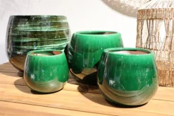 Outlet LES POTERIES D'ALBI Pot en terre émaillée vert Jade Cancale - Ø 25 x H 27 cm