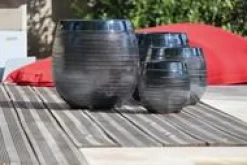 Outlet Pot inca de 20,8 L en terre émaillée coloris noir Ø 29 x 35 cm