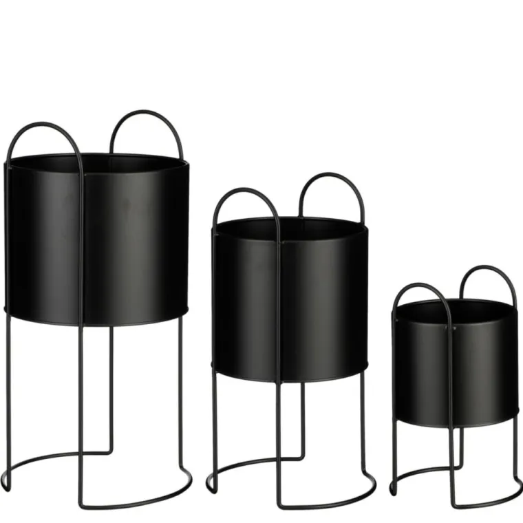 Discount EDELMAN Pot Petry coloris noir en métal - 18 x 17,5 x 16 cm