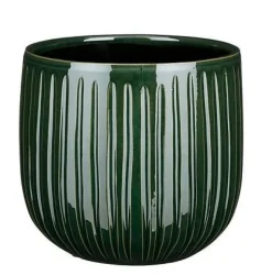 Best EDELMAN Pot rond Hollande cannelé vert foncé Pablo – Ø 21 x H 19 cm