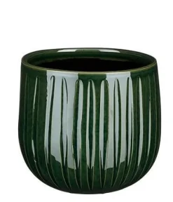 Sale EDELMAN Pot rond Hollande cannelé vert foncé Pablo – Ø 18 x H 16 cm