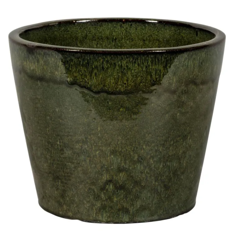 Best PASSION FOR POTTERY Pot rond en grès émaillé dripping vert Shanghai - Ø 21 x H 19 cm