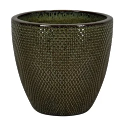 Outlet PASSION FOR POTTERY Pot rond en grès émaillé vert Busan - Ø 23 x H 20,5 cm