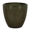 Online PASSION FOR POTTERY Pot rond en grès émaillé vert Busan - Ø 29 x H 27 cm