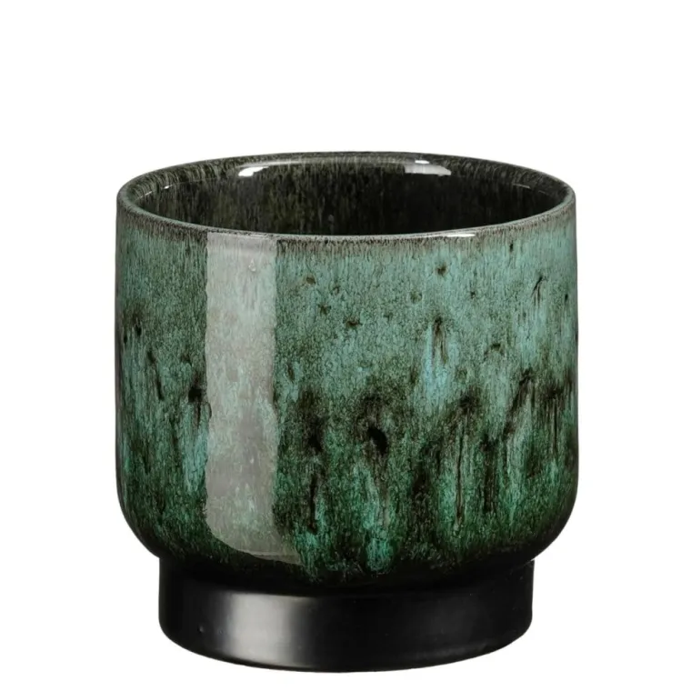 EDELMAN Pot rond Thiago coloris vert en terre cuite - Ø 15 cm x 14 cm