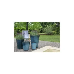 Best LES POTERIES D'ALBI Pot Sydney de 20,6 L en terre émaillée coloris bleu Ø 33 x 35 cm