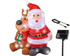 Sale KAEMINGK Père Noël lumineux solaire en acrylique rouge à 80 LED blanc froid pour extérieur - 40 cm