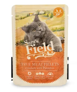 Hot SAM'S FIELD Pâtée pour chat en sachet au poulet et à la citrouille - 85 g