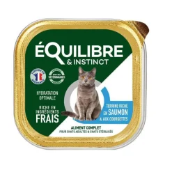 New EQUILIBRE & INSTINCT Pâtée pour chat stérilisé au saumon et aux courgettes Équilibre & Instinct - 85 g