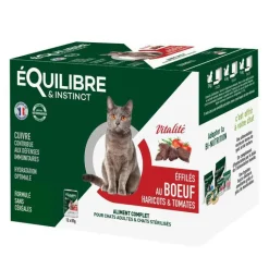 Outlet EQUILIBRE&INSTINCT Pâtée "Vitalité effilés" pour chat adulte ou stérilisé au bœuf et aux haricots Équilibre & Instinct - 12 x 85 g
