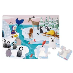 Clearance JANOD Puzzle tactile “la vie sur la banquise” en carton rigide Juratoys - 20 pièces
