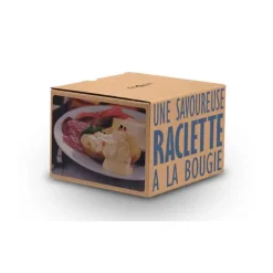 Best COOKUT Raclette à la bougie pour 2 coloris bleu en métal et bois - 14,5 x 14,5 x 6 cm