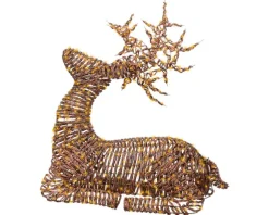 New KAEMINGK Renne couché marron lumineux en résine à 630 micro-LED blanc orangé pour extérieur - 88 cm