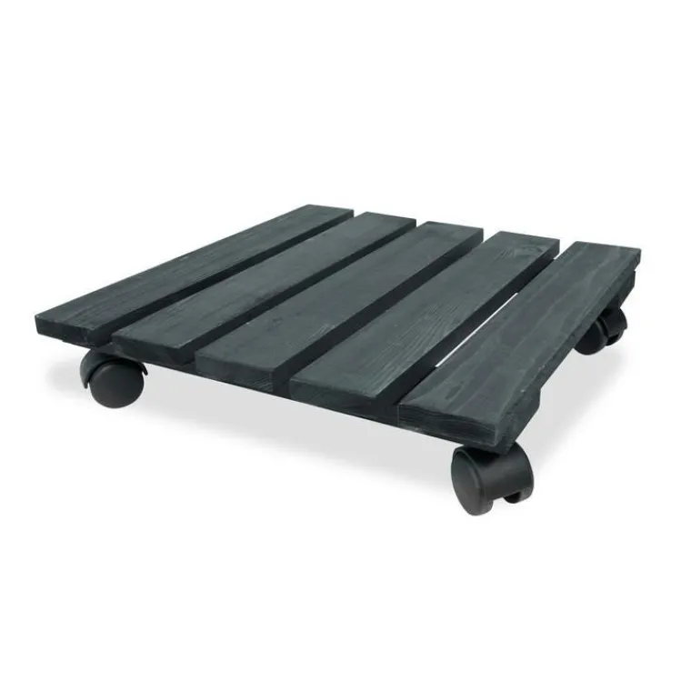 Outlet LOUIS MOULIN Roule-plante carré en bois gris anthracite Basics - 37,5 x 37,5 cm