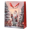 Clearance KAEMINGK Sac cadeau décor Père Noël en papier FSC avec paillettes petit modèle - 8 x 18 x 24 cm
