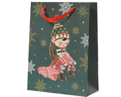 Discount KAEMINGK Sac cadeau en papier métallisé vert décor elfe moyen modèle - 10 x 26 x 32 cm