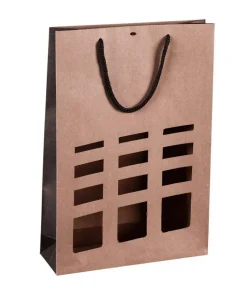 Clearance CAV SERVICE Sac Elusa en papier kraft certifié FSC® pour 3 bouteilles - 9 x 27 x 39 cm