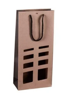 New CAV SERVICE Sac Elusa en papier kraft certifié FSC® pour 2 bouteilles - 9 x 18 x 39 cm