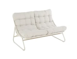 Clearance Salon de jardin en acier coloris beige Iris - 4 éléments (canapé, table basse et deux fauteuils)