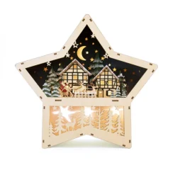 Best FESTILIGHT Scénette étoile avec Père Noël 12 LED 35 x 7,5 x 33,5 cm