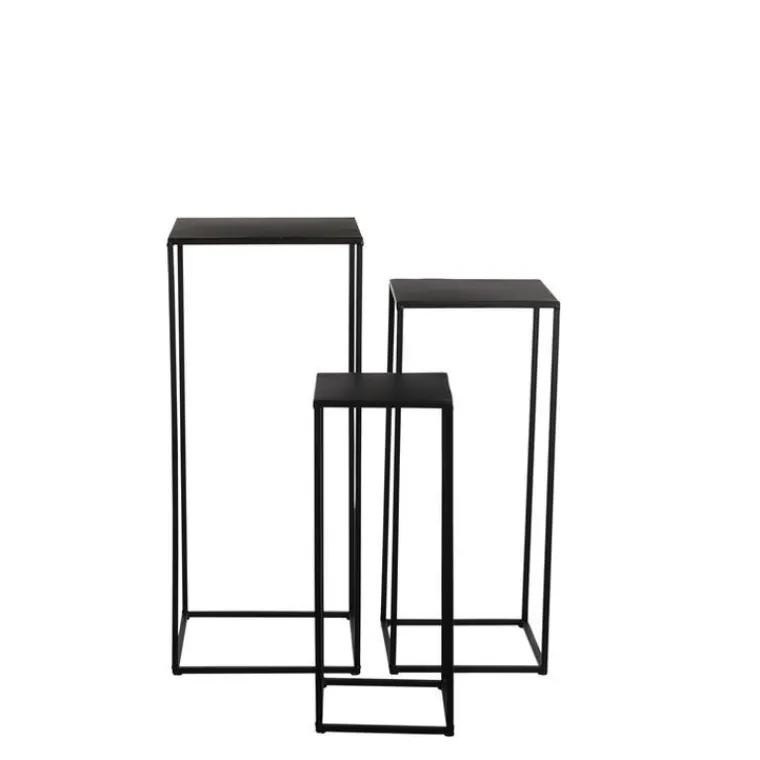 Clearance Sellette coloris noir en métal plateau carré - 20 x 20 x 50 cm