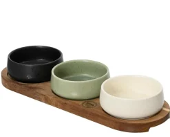 Outlet KAEMINGK Set rond tapas 3 pièces coloris multicolore en bois d'acacia - 30 x 20 x 2,8 cm