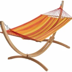 Online JOBEK Set support et hamac EsKapade coloris orange Sunny en bois et polypropylène Hamacs - 323 x 125 x 128 cm